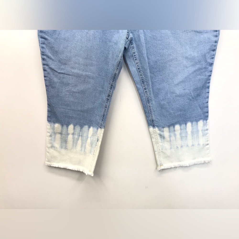 K. Jordan Size 20W Denim Jean Capris Blue Bleached Tie Dye Cotton Casual Stretch - Picture 3 of 6